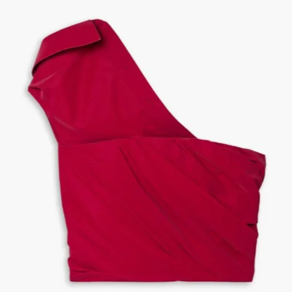 Alexander Wang One-Shoulder Cropped Draped Coated Poplin Top Size 0 NEW - Picture 3 of 5